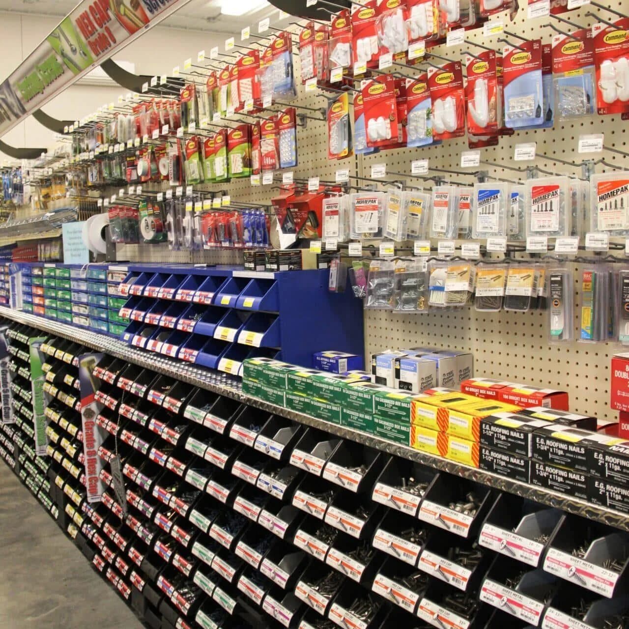 Organized hardware stock ready for a shelf count